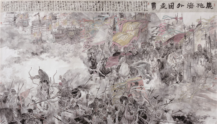 1黎盛健《伏波將軍(jun) 定南郡》   中國畫  550x245  cm.jpg