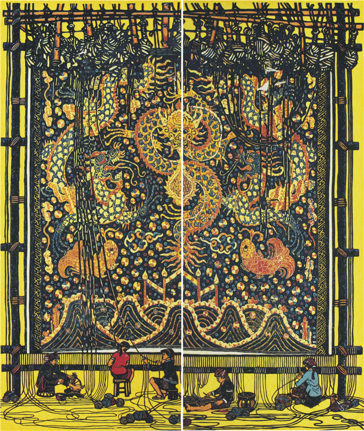 8林開耀、黃道敏、王秀明《黎錦織出飛龍舞》版畫350x280cm.jpg