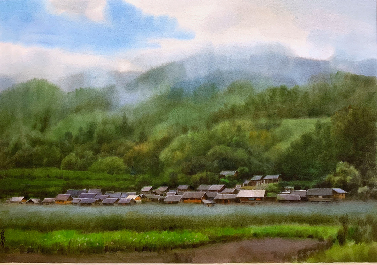 1 黃鐵山-《曖曖遠人村》水彩70x100.jpg