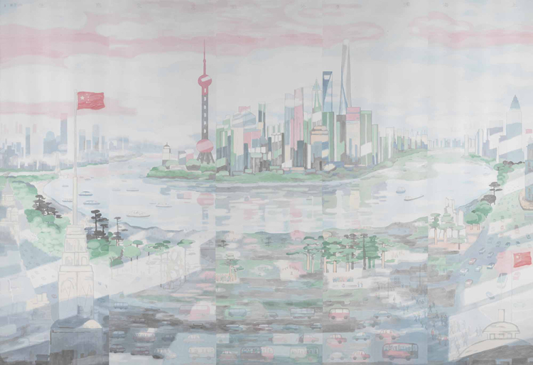 120-《上海浦東(dong) 開發開放》-田黎明-中國畫-330 cm×500 cm .jpg