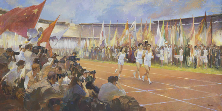 122-《點燃聖火》-曹剛-油畫-250 cm×500 cm .jpg