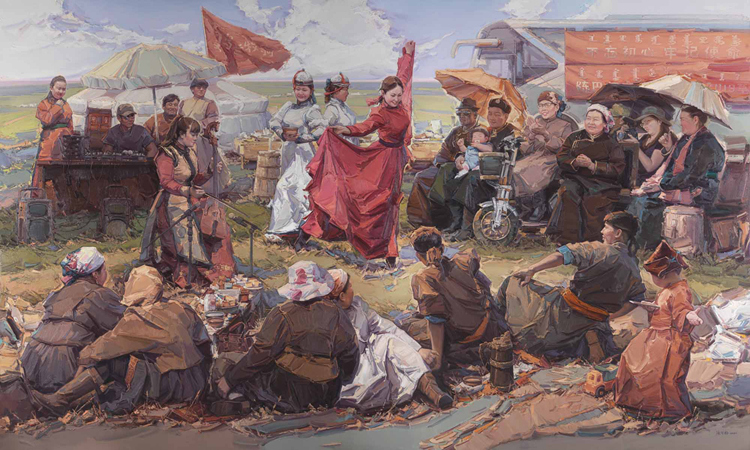 209（非選題號）《草原上的烏(wu) 蘭(lan) 牧騎》-張可揚-油畫-300 cm×500 cm.jpg