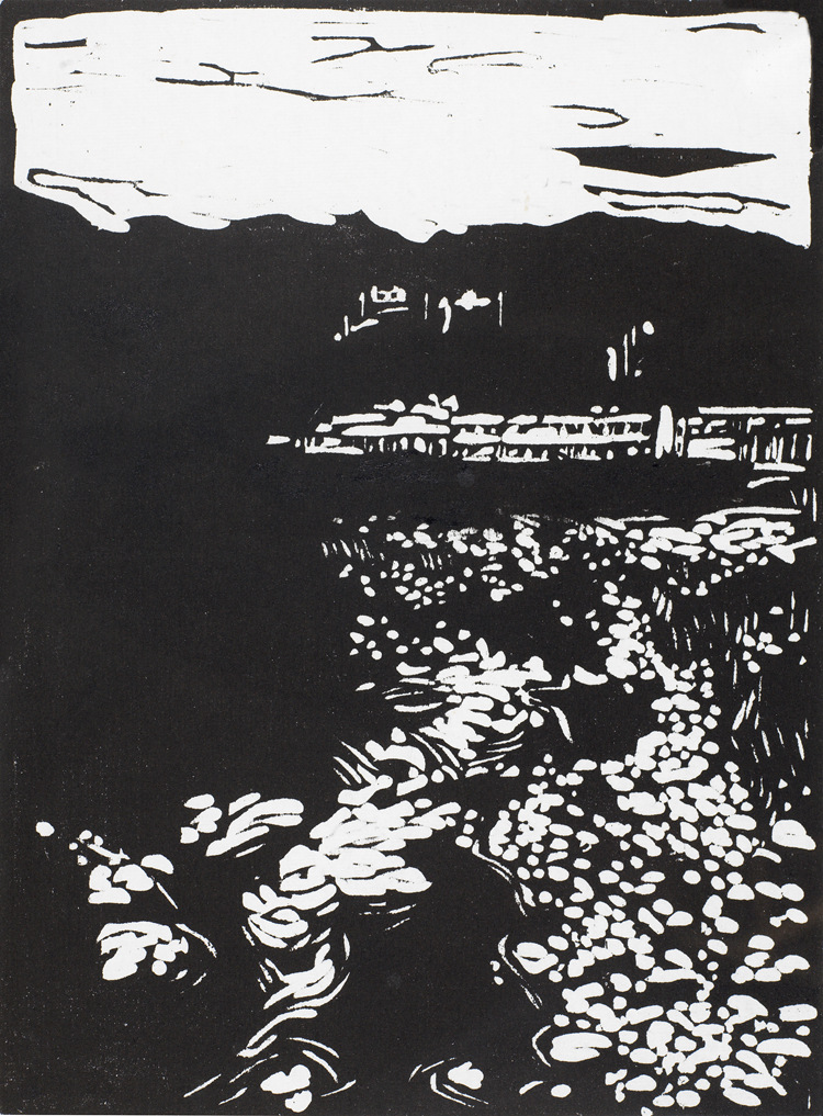 32、沈雪江《大別山的水·紅軍(jun) 的情》24x30cm版畫.jpg